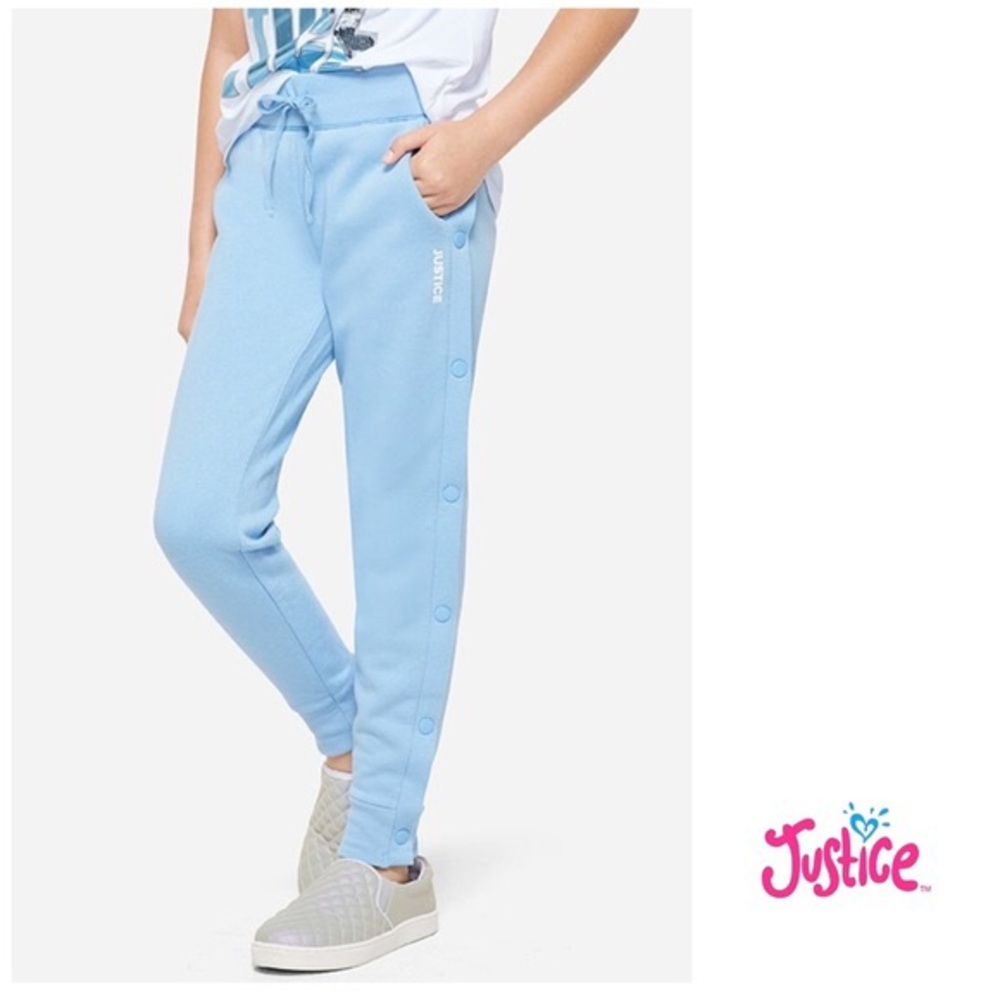 JUSTICE side snap joggers NWT